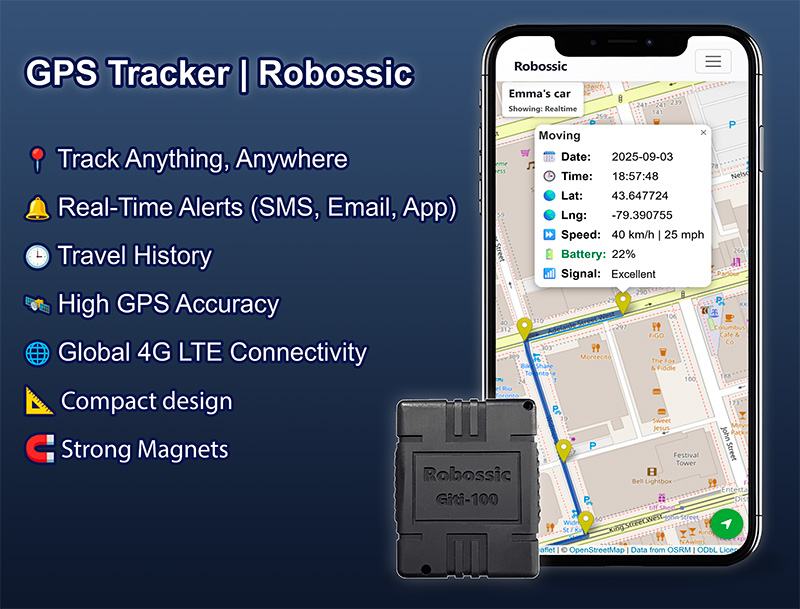 Robossic GPS tracker features
